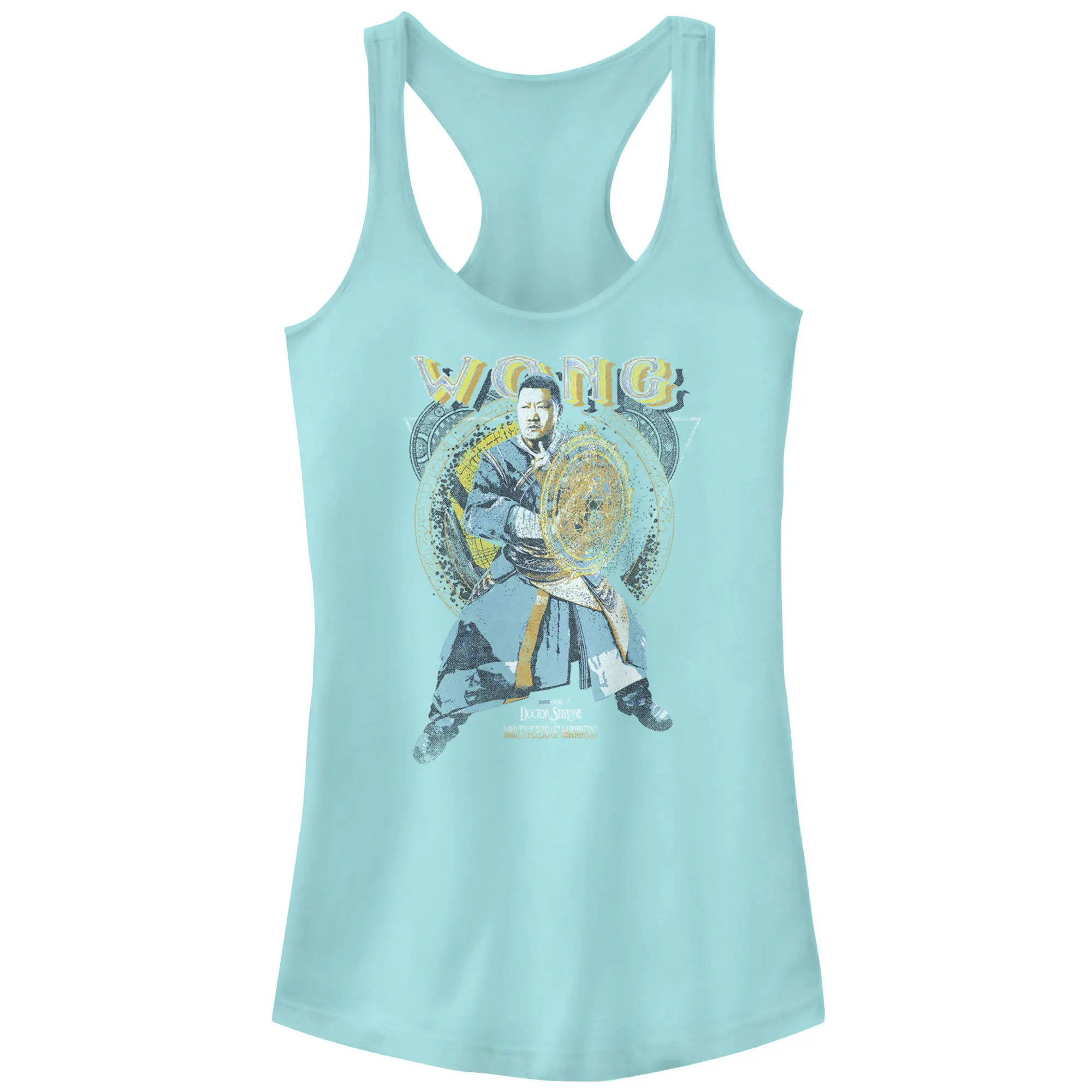 Juniors Womens Marvel Doctor Strange in the Multiverse of Madness Distressed Wong Racerback Tank Top