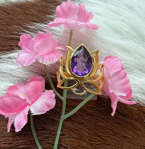 Gold Fill Amethyst Lotus Ring
