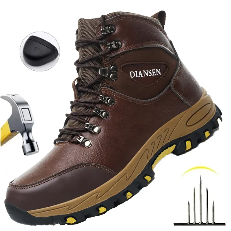 Steel Toe Shoes For Men Work Boots Puncture-Proof Work Safety Shoes Protective Shoes Outdoor work Indestructible Waterproof boots Footwear Closed Worker