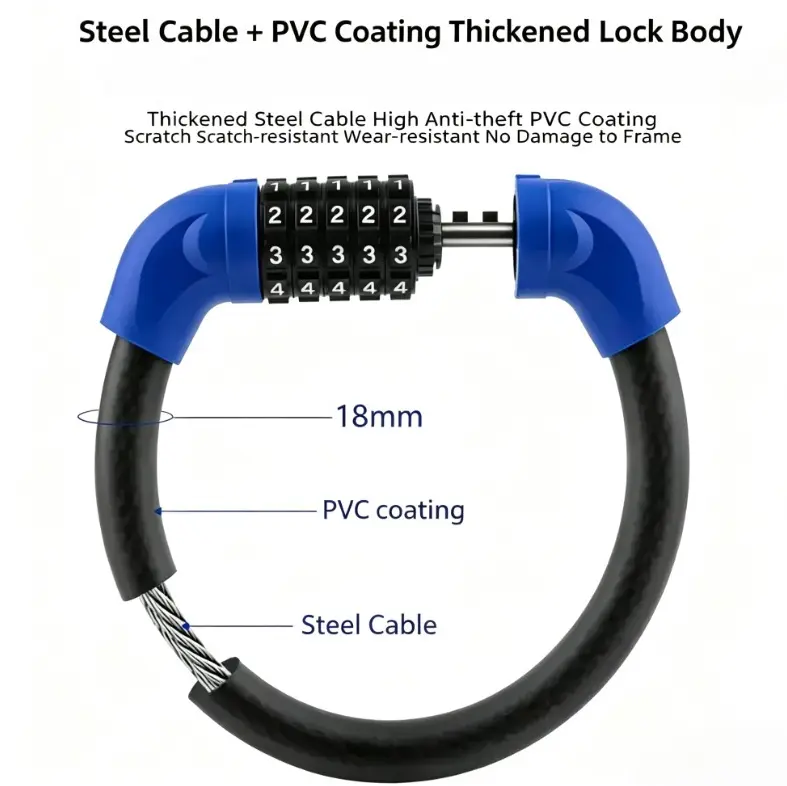 Locks Bicycle Locks Bike Locks Upgraded Bold And Extended Heavy-duty Multi-function Combination Lock 5-position Resettable Combination Bicycle U-lock Thickened Steel Chain Lock for Electric Bicycles Scooters And Motorcycles