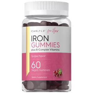 Carlyle Iron Gummies | Plus B-Complex Vitamins | 60 Vegan Gummies | Grape Flavor | Non-GMO, Gluten Free Supplement