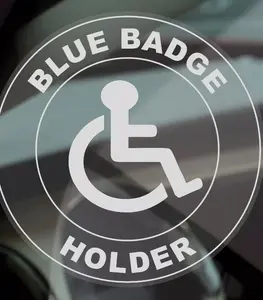 2Pcs Disabled Blue Badge Holder Round Window Stickers Sign Car Warning Notice Logo