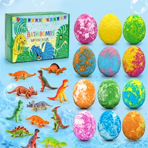 Bath Bombs for Kids with Surprise Inside - Perfect Basket Stuffers, 12Pcs Dino Egg Bath Bombs Gift Set, Gentle and Kids Safe Bubble Bath for Birthday Girls Boys