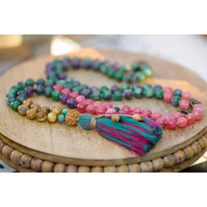 Heart Chakra Awakening Mala - Ruby Zoisite, Red Angelite, and Picture Jasper