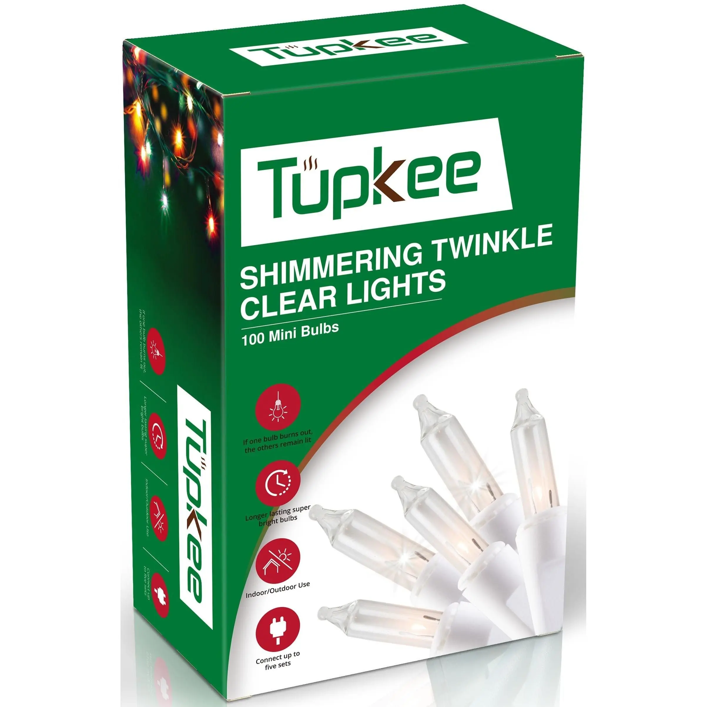 Christmas Random Shimmering Twinkle String Lights - 20.5Ft White, 100 Clear Bulbs (12 Twinkle), Indoor-Outdoor Holiday Decoration for Christmas Trees