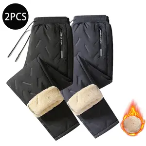 Men's Winter Fleece-Lined Thick Warm Pants with Zippered Pockets Solid Color Versatile Simple Style Straight-Leg Trousers sweatpants men pants men casual comfy loose fitting trouser Drawstring Sweatpants cozy Drawstring Casual Pants Menswear Outfit