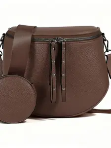 Women's Portable Large Capacity Waterproof Leather Bag, Adjustable Shoulder Strap, Compact Cosmetics Pouch, Ideal for Travel and Parties