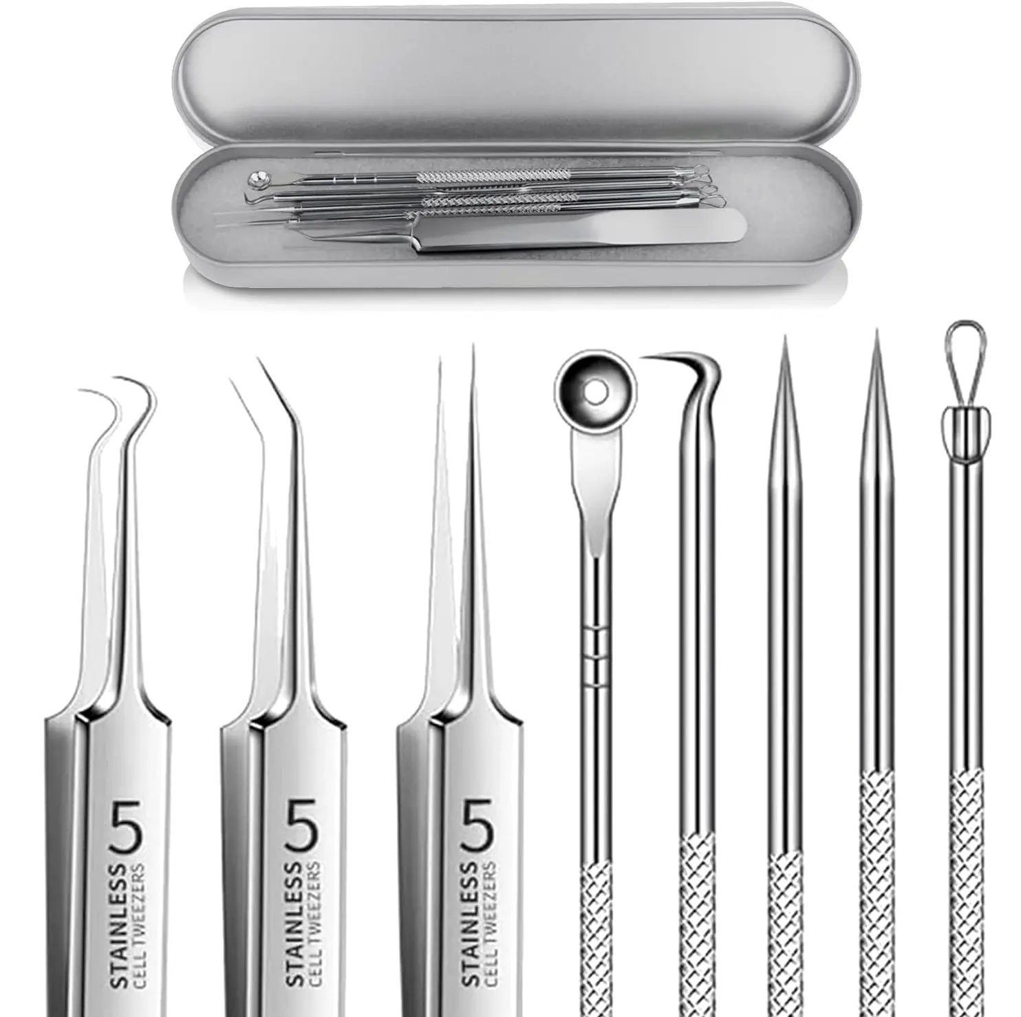 Stainless Steel Facial Care Tools Set, Precision Tip Beauty Kit with Storage Box, Detailed Skincare Accessories for Everyday Routine