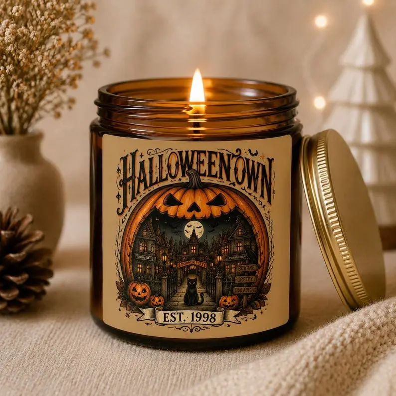 Halloweentown Est 1998 Soy Candle, Halloweentown Pumpkin Village Candle | Spooky Fall Decor | Gothic Halloween Gift | Autumn Scented Candle