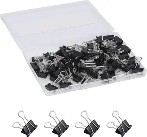 60 Pcs Small Binder Clips 3/4 Inch Length, Black Small Paper Clips for Office, Standard Size