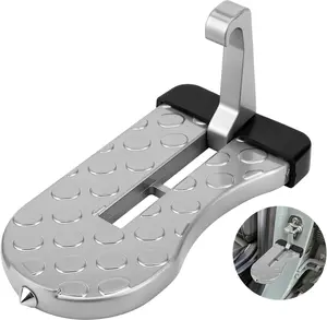Silvery Foldable Car Door Step Car Accessories - Heavy-Duty Aluminum Roof Access Pedal, Anti-Slip Surface, 400lb Capacity for SUV, Truck Roof Rack Access (1 Pack)
