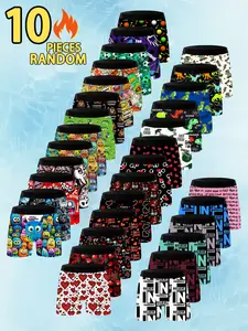 Men's Sporty Fitted Underwear, Cartoon Pattern, Breathable & Comfortable, All-Seasons Wear, Elastic Waistband, Ideal for Home & Gym