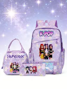 K-Pop Demon Hunters Cartoon Print Backpack Set, Dreamy Blue Gradient Student Bag, Cute School Lunch Pouch, Multi-Color Options