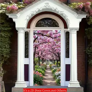 1PC Polyester 2D Flat Cherry Print Door Banner, Reusable Hanging Cloth for Birthday Party Atmosphere, Home & Shop Holiday Decoration