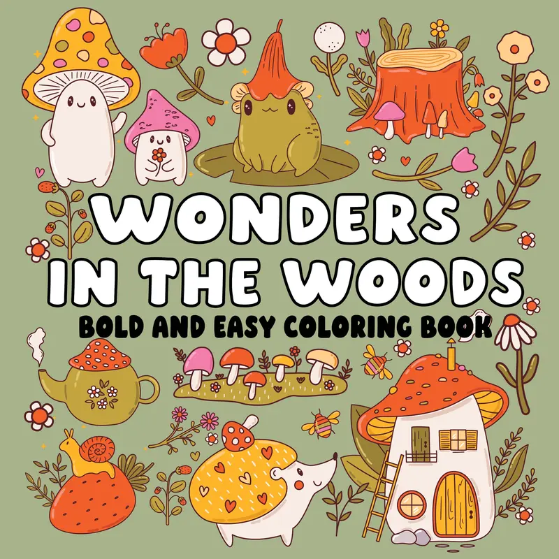 Wooden Theme Paper Coloring Book - Bold and Easy Design, Woods Wonders Illustrations, Beginner-Friendly, Unisex Adults Office Stationery Art Supplies for Beginners and Experienced Colorists, All Crafts Drawing Ideas