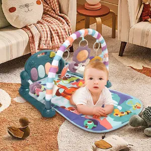 COMOMY Baby Gym Play Mat, Musical Fitness Tummy Time Mat, for 0-36 Months Boys Girls, Navy