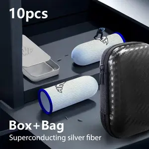 Pack of 10 Mobile Phone Games, Sweatproof Finger Sleeves, Silver Fibres, Finger Sleeves, with box and bag High Sensitivity, PUBG Finger Gloves, Finger Sleeves Gaming for Touchscreen Game, Mobile and Tablets
