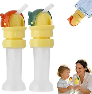 2 Pack Kids Water Bottle Spout Conversion Cap with Straw,Universal Fit for Juice,Water Bottles,Spill-Proof Flip Top Cover for Toddlers,Children