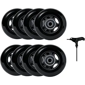 8-Pack Inline Skate Wheels 85A with ABEC-9 Bearings, 64mm 70mm 72mm 76mm 80mm Sizes, Indoor & Outdoor Use for Roller Hockey, Inline Skates, Scooter and Luggage Repair (80mm)