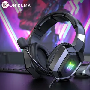 ONIKUMA K8 Gaming Headphones w/ Flexible HD Mic, RGB Light, Surround Sound, Wired Headset for PC/Xbox