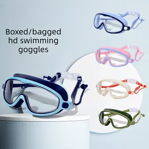 Swimming glasses Unisex swimming goggles high definition waterproof and anti-fog large frame goggles professional swimming glasses uv pro Kids Goggles with Ear Plugs