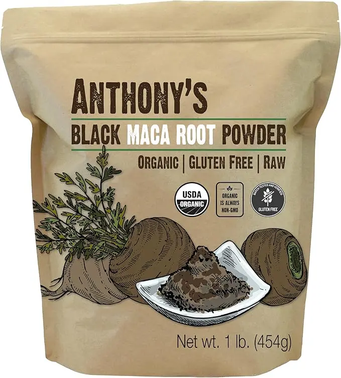 Anthony's Organic Black Maca Powder, 1 lb, Raw, Gluten Free & Non GMO