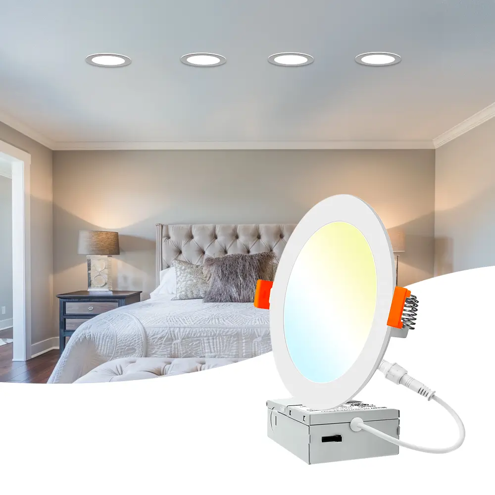 DAYBETTER Ultra-Thin 6-in LED Recessed Lights, 12W=110W 1050LM 5CCT Dimmable Home Ceiling Lighting, Energy Star ETL Certified Bright Cool White Bedroom Lamps Home Decor Fixture, Cool White Light