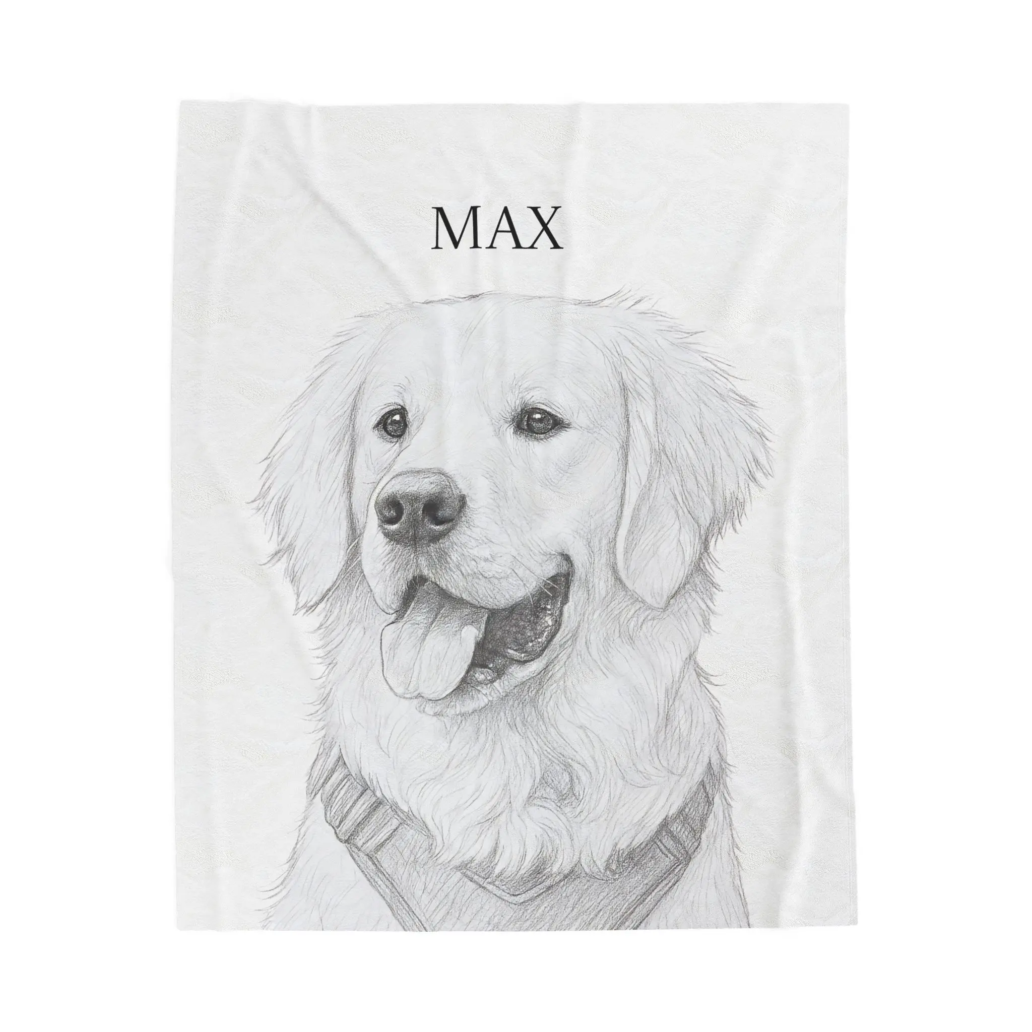 Velveteen Plush Blanket, Custom Pencil Sketch Dog Portrait, Pet Lover Gift, Personalized Throw, Cozy Bedding, Home Decor