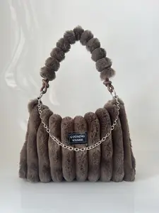 Autumn Winter New Plush Shoulder Bag for Women, Unique Design Large Capacity Y2K Style Chain Crossbody Bag, Perfect for Girls Students