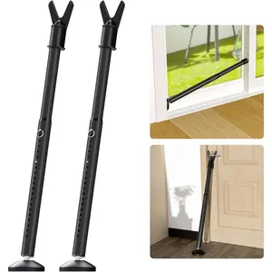 Upgraded 2-in-1 Door  Bar 2Pack, Heavy Duty Anti-Slip Door Stopper Stick for Front/Sliding Glass Door, No Drill Easy Install Door Jammer for Apartment, 20-51" Adjustable Portable Door Lock