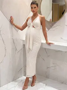 ELARA Clothes Maternity Two Piece Set Summer Pregnant Clothe Apricot Two-Piece Set, Highly Elastic