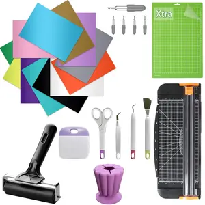 Starter Kit for Cricut Joy Xtra Machine, Extra Bundle for Beginners, 8.5x12 Xtra Size Accessories and Supplies for Newbies, Everything Material You Need (Heat Transfer Vinyl Making Bundle)