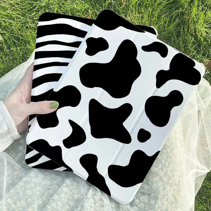 Cow print/Zebra print Tablet Case for Samsung Tab S7+/S8+/S9+/S9/S10FE+, Tab S6 Lite/Tab A7/A8/A9+ For iPad 10th Generation/ for iPad 5th Gen 9.7 inch for ipad Air 7 Pro9.7 2016 2017 2018 for ipad Air 5 Air 4 2022 10th 9th 8th 7th 10.9  2024Pro