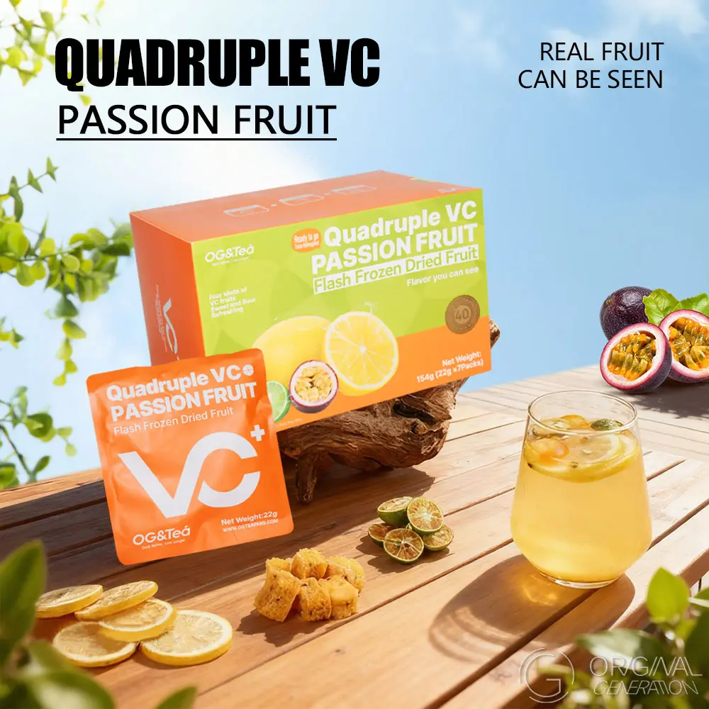 OG 2.0 Version Quadruple VC Passion Fruit Cocktail Tea Lemon Kumquat Tea 154g (22g*7) Caffeine Free With Freeze Dried Lemon Passion Fruit And Kumquat