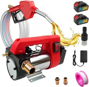 21V Fuel Transfer Pump Battery Powered, Cordless Fuel Transfer Pump Kit with 2 x 2.6Ah Batteries, Auto Shut-Off Nozzle, 2×6.6 FT Hose, 12 GPM Self-Priming Gas Pump Kit for Diesel Kerosene