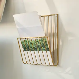 Modern Metal Newspaper Magazine Rack, Nordic Style Iron Organizer for Home Office, Wall-Mounted Without Drilling, Fashionable Design