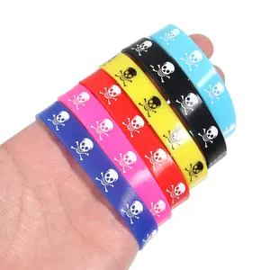 6pcs/lot Multicolor Skull Bracelet Silicone Wristband Bracelets For Men Women Rubber Wristband Sports Bangle Jewelry Gift