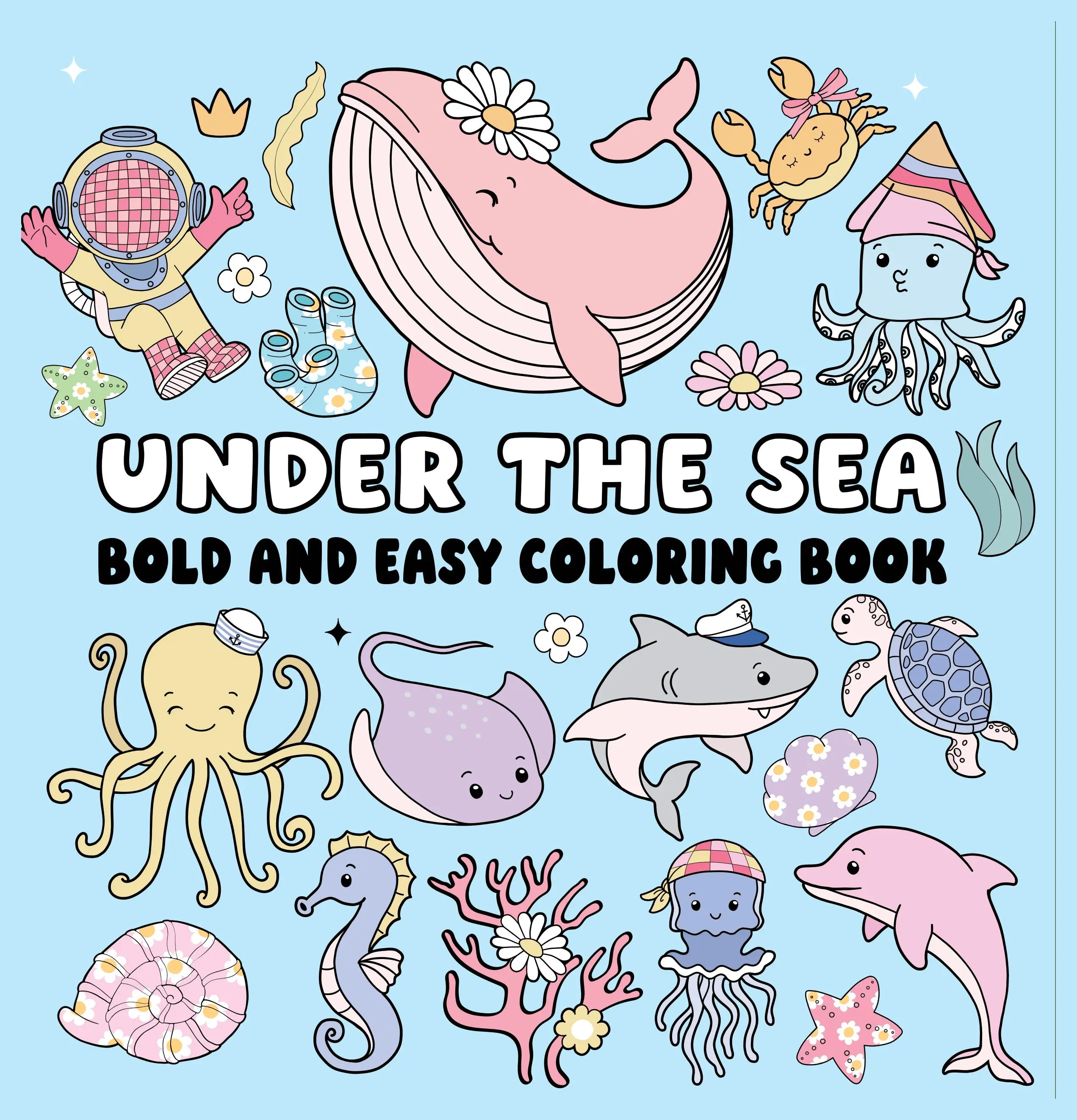 Bold and Easy Under the Sea Coloring Book - Office Art Supplies, Relaxing Ocean Life Creative Activity for Kids, Unwinding Tool