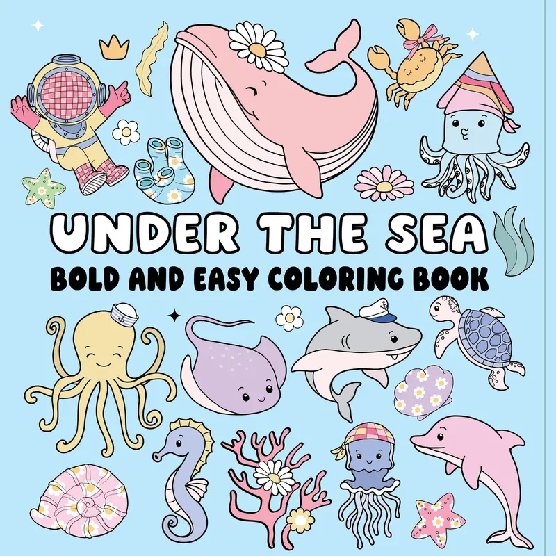 Unisex Sea-Themed Adult Coloring Book - Office Art Supplies, Bold and Easy Simple Designs, Engaging Fish Coloring & Ocean Life, Relaxing Unwinding Creative Tool for Adults