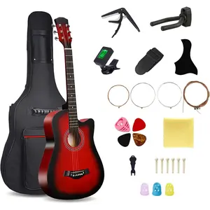 38inch  Acoustic Guitar for Adults, 6 Steel-String Acoustic Guitar With Guitar Bag, Elementary Tutorial of Folk Guitar for Beginners.