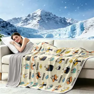 Ultra-soft, cool, skin-friendly, and breathable double-layer cooling blanket; comfortable and lightweight summer air-conditioning blanket with a cat and sushi print for natural cooling; versatile cooling blanket for naps in bedrooms