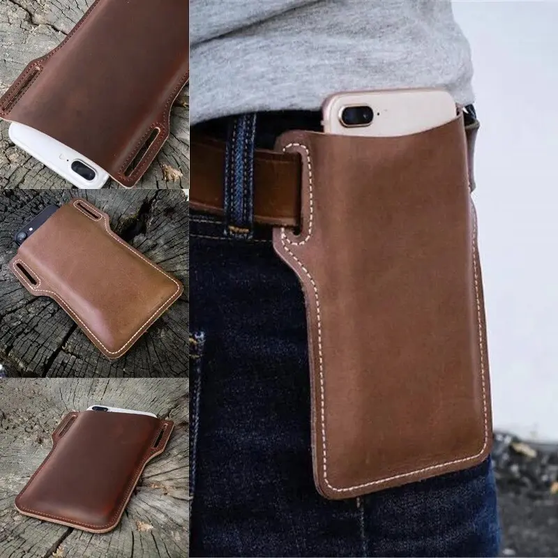 Men Cell Phone Belt Pack Bag Loop Waist Holster Pouch Case​ Leather Wallet Cover