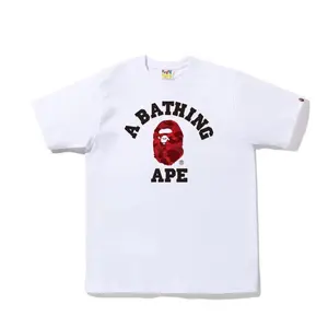 A Bathing Ape Men's White Cotton Crew Neck Graphic Logo Ape Head Tee