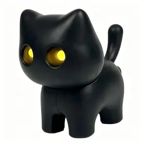 Cartoon black cat night light keychain，Suitable for both men and women, cute press ball glowing cat pendant, mini portable cool cat key flashlight