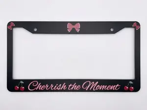 Cute Bow License Plate Frame Cute Red Cherry Positive Car Frame Accessory for Any Make or Model