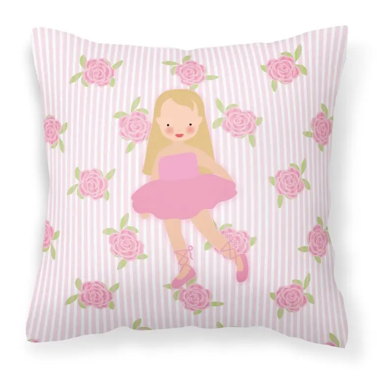 Carolines Treasures BB5185PW1414 Polyester Ballerina Long Haired Blonde Decorative Pillow - Fade Resistant, Machine Washable, 14 x 3 x 14 in