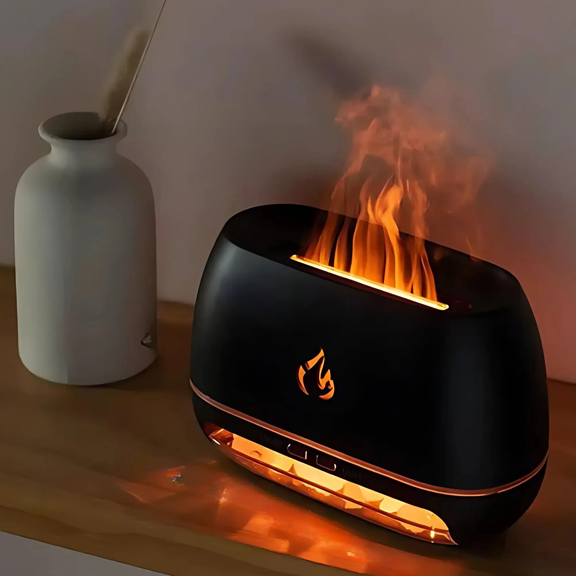 Aromatherapy Diffuser, Simulation Flame Design Light Aromatherapy Diffuser with 7 Light Colors, USB Powered Essential Oil Diffuser for Home Use, Humidifier diffuser oil