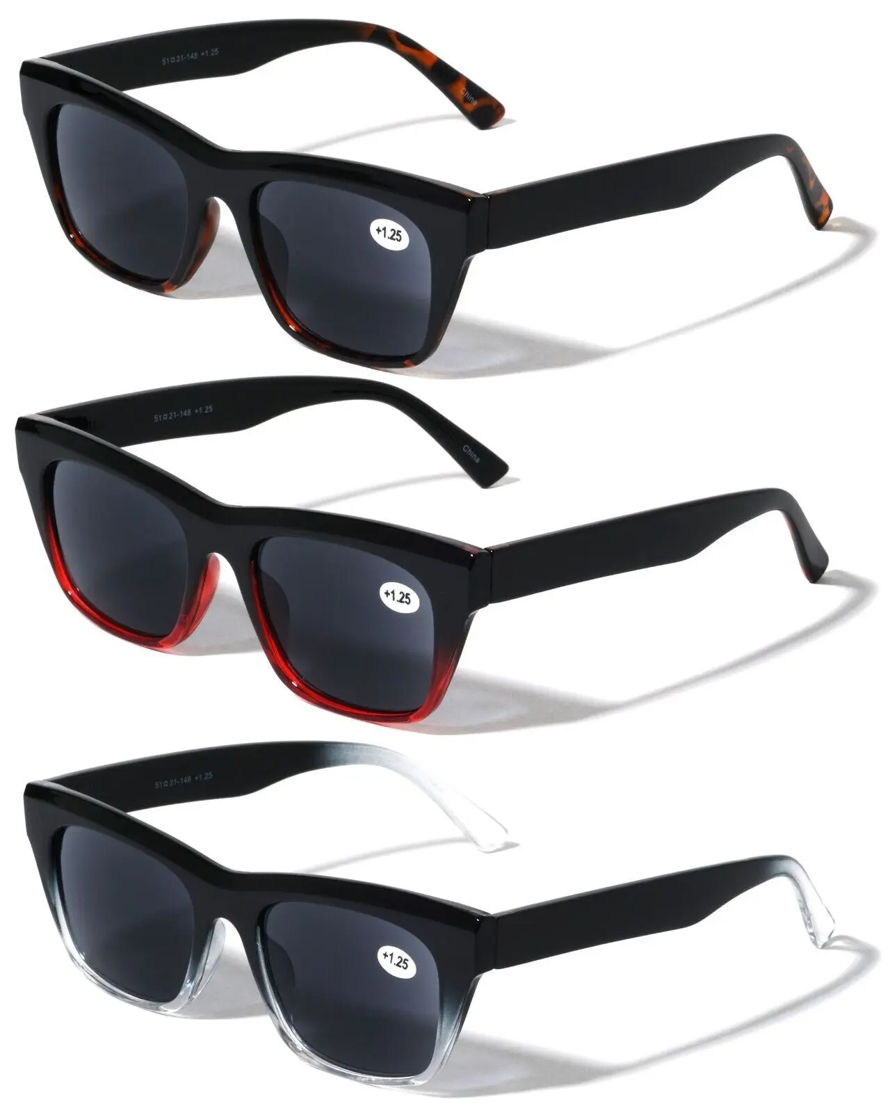 3 Pairs Women Reading Sunglasses - Bold TT Full Lens Readers Outdoor NOT BIFOCAL
