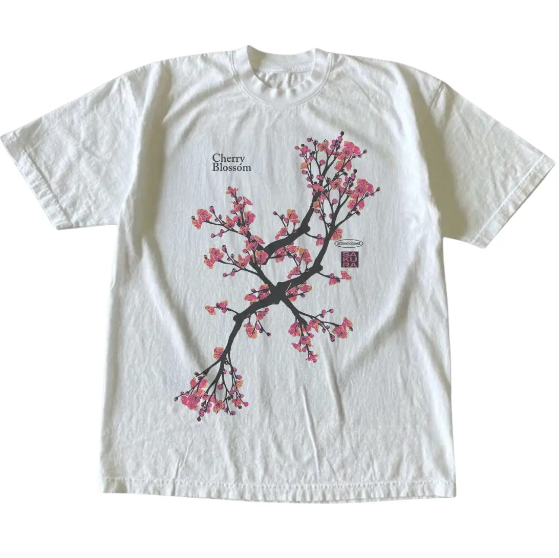 Gildan Men's Women's T-shirt, Sakura Cherry Blossom Japanese Tshirt, Natural Vintage Graphic Tees, Flower Lover, Gift Shirt, Y2k Gothic Grunge Emo Scene Amity Affliction, Menswear Womenswear Top Streetwear Crewneck Fit Minimalist