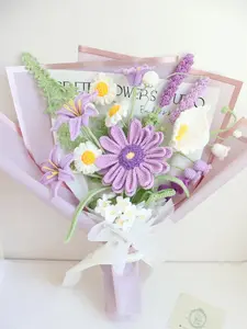 Crochet flower bouquet, hand made, personalized gift for mother, graduation, home decoration,crochet butterfly, crochet Gerbera daisy